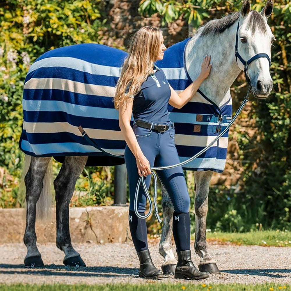 Horseware Newmarket fleece cooler show day ready with classic stripe detail.