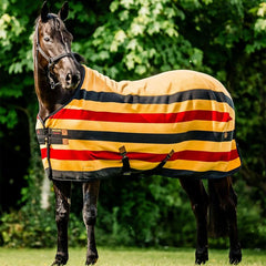 Horseware Newmarket fleece cooler stripe pattern highlights premium fabric and stylish, functional design.