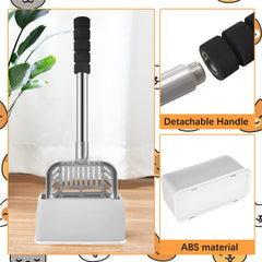 Hortsun stainless steel litter scoop close-up showing durability
