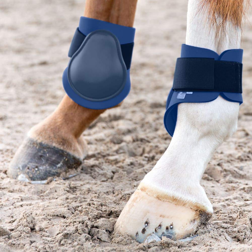 HORZE Chicago fetlock rear boot side view demonstrates secure mud-ready fit.