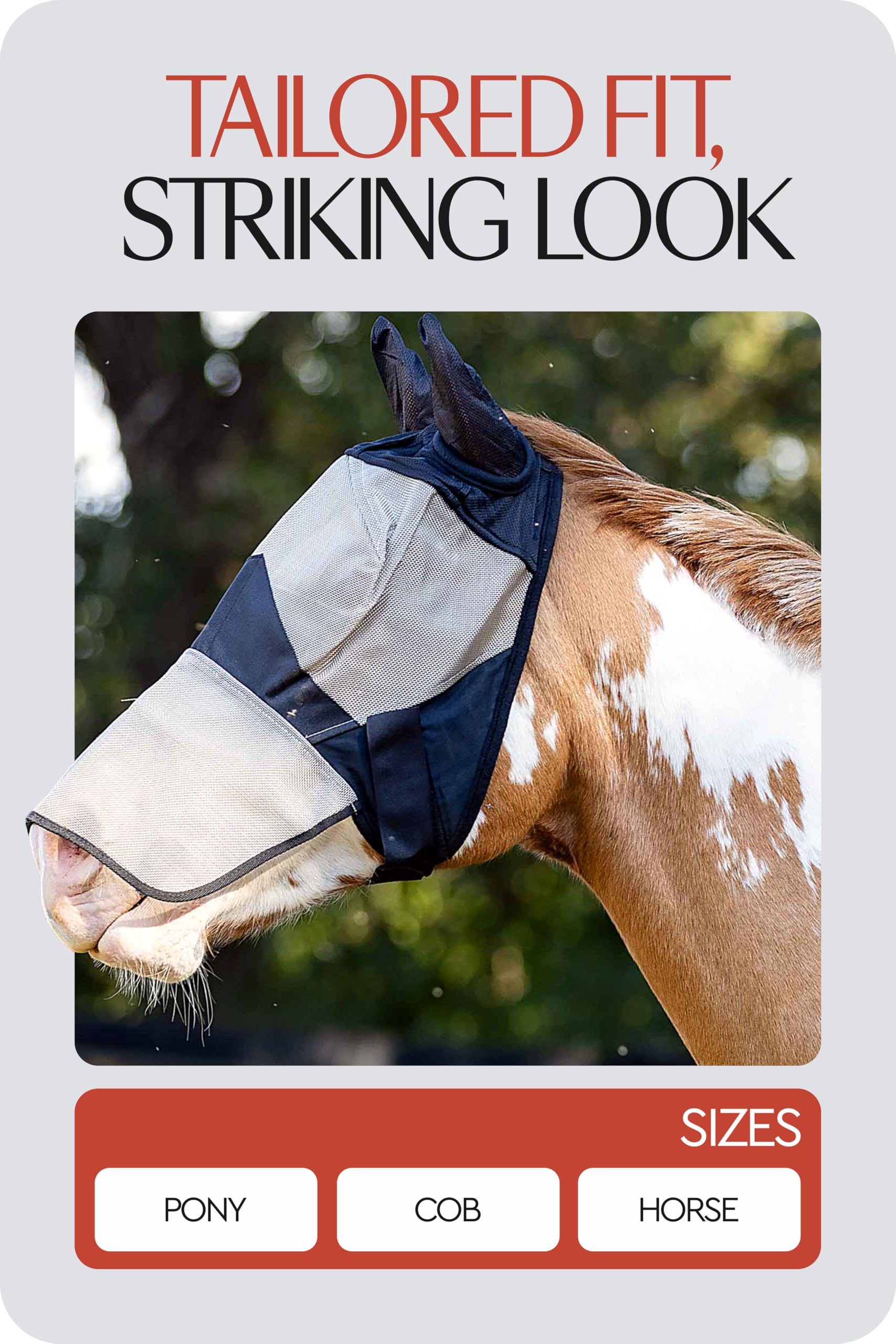 HORZE horse fly mask forelock-free cap reduces forelock damage for comfortable riding.