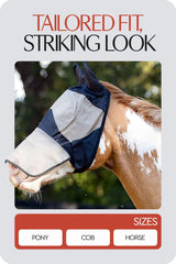 HORZE horse fly mask forelock-free cap reduces forelock damage for comfortable riding.