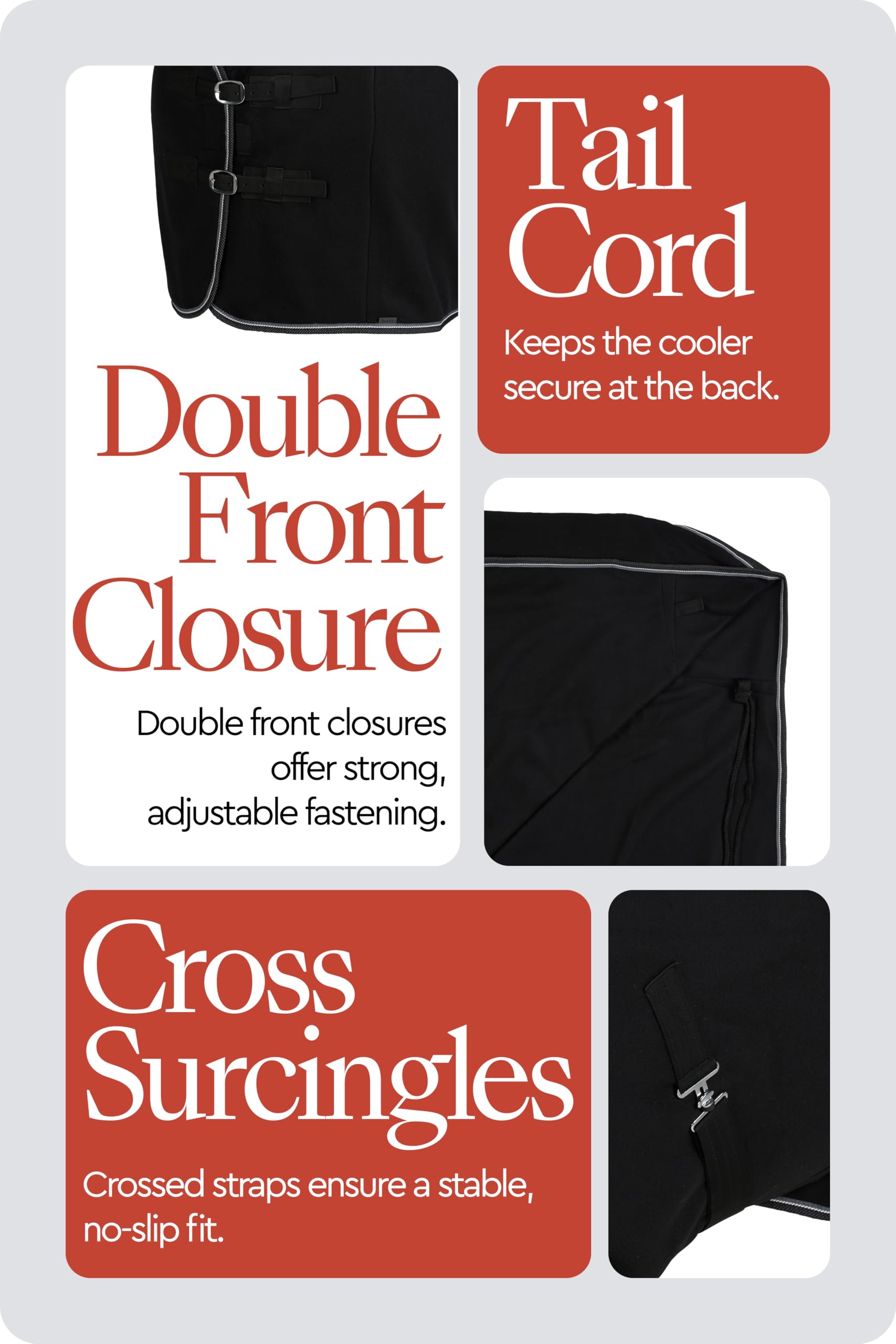All-breed sizing shown on HORZE Kiel blanket with 72-inch length.