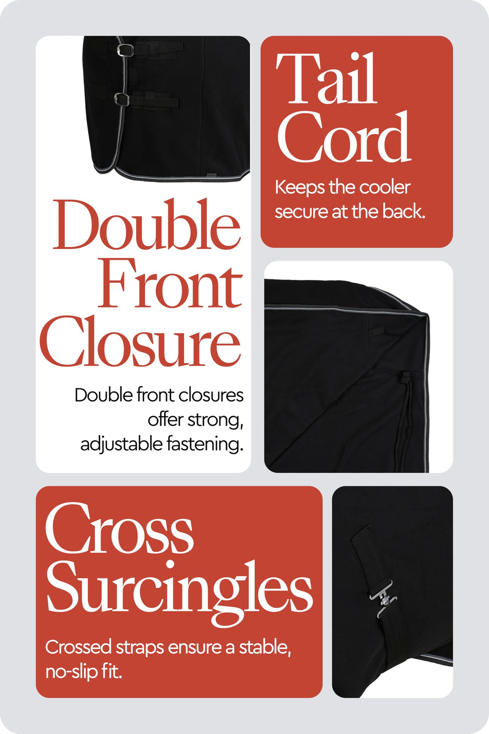 All-breed sizing shown on HORZE Kiel blanket with 72-inch length.