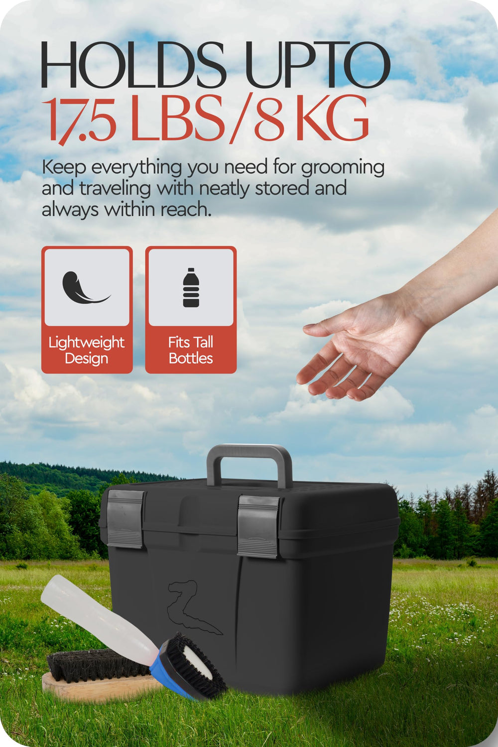 HORZE Smart Grooming Box exterior shows 16x12x12-inch footprint