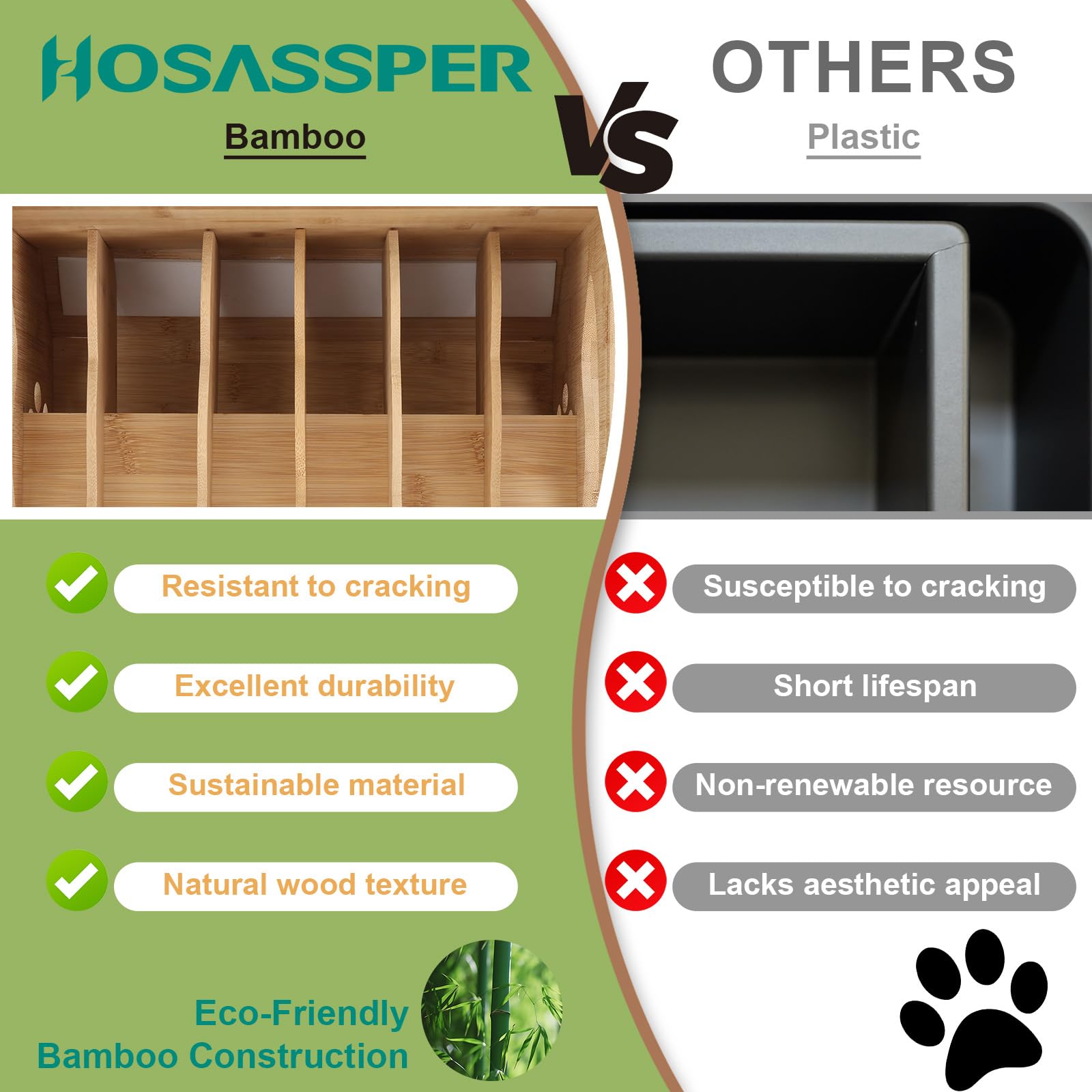 HOSASSPER bamboo can rack in pantry storage with sturdy build