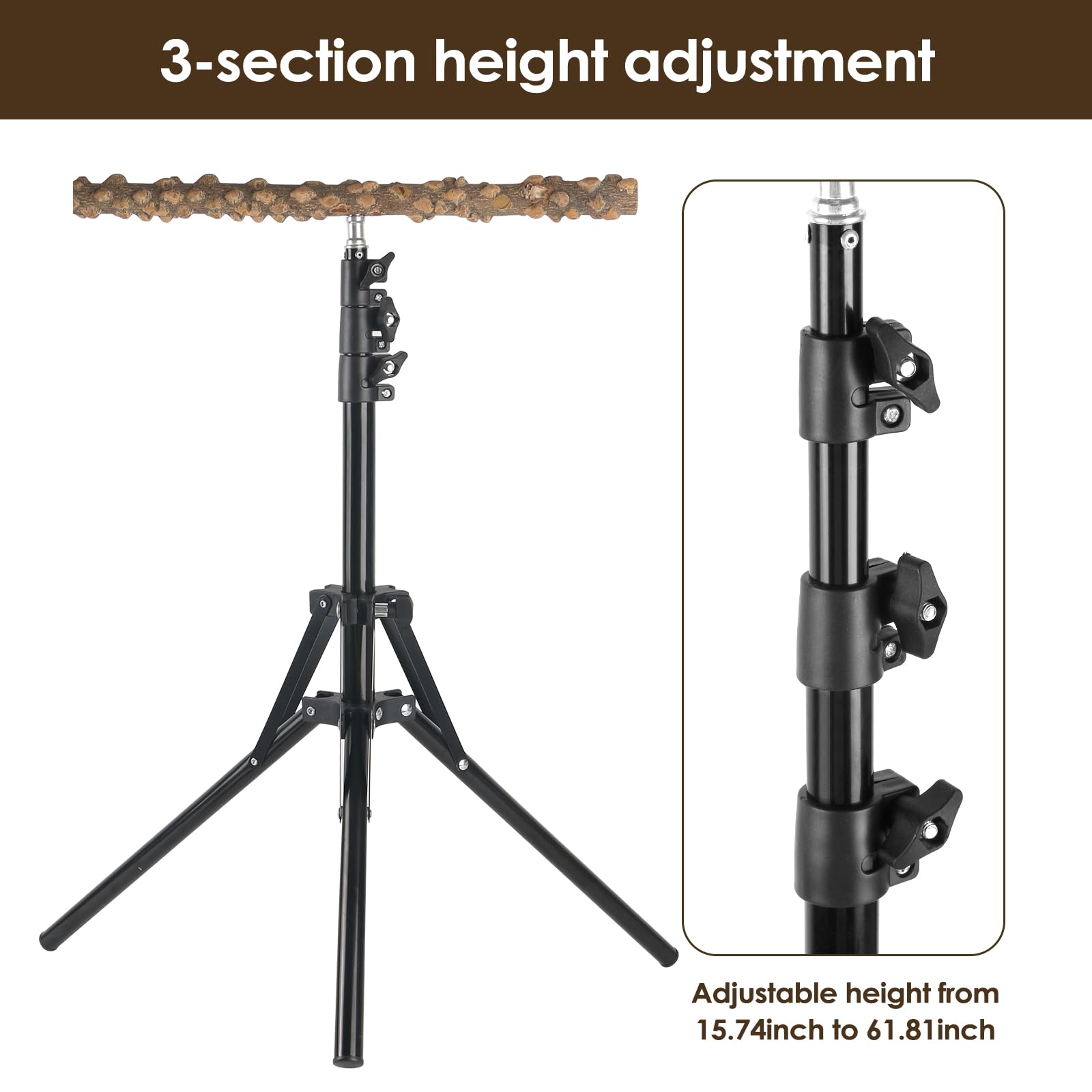 HOSUKKO bird perch stand metal tripod provides sturdy stability during training