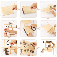 HOSUKKO hamster playground activity area shows multi-level space for climbing, running, and exploring.