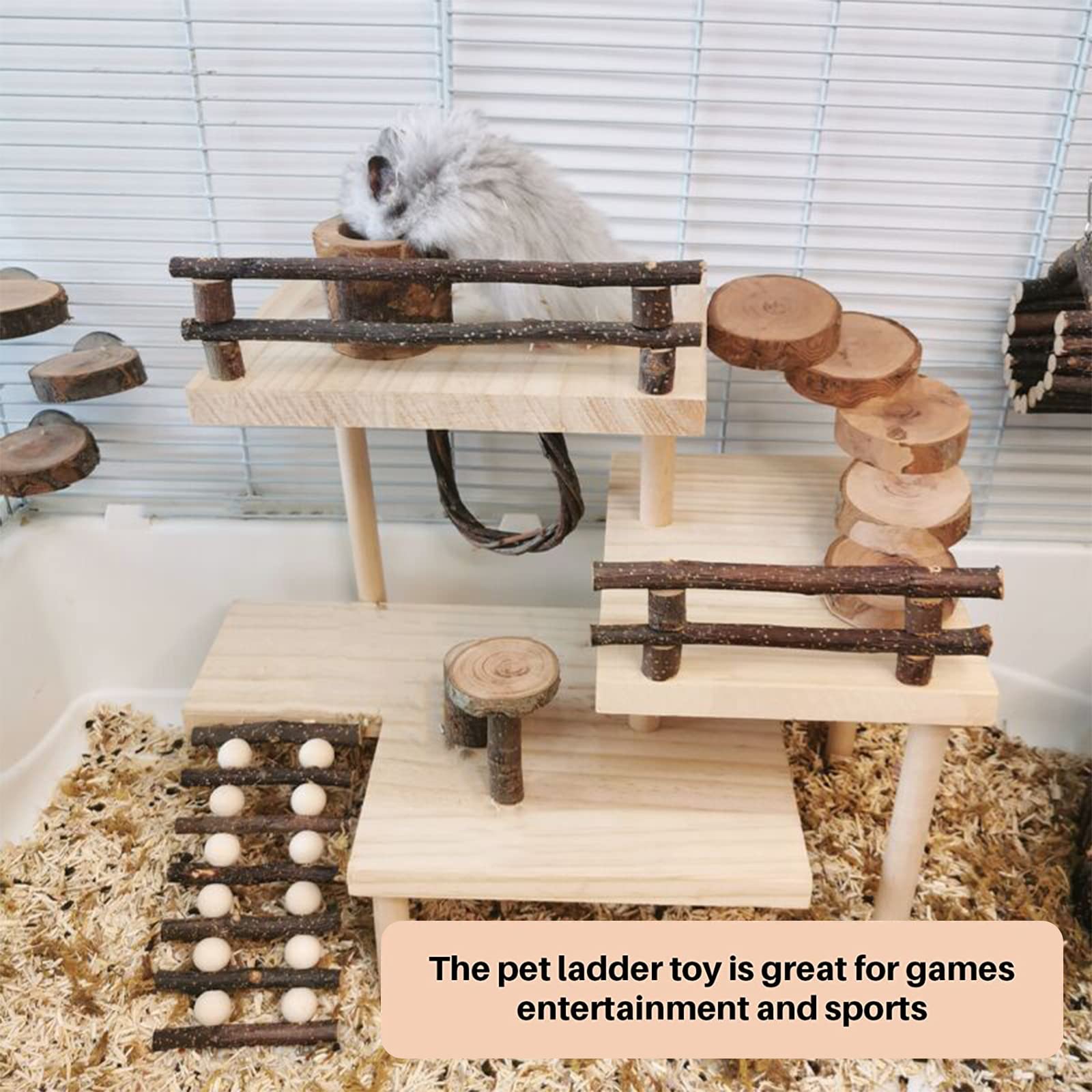 HOSUKKO hamster playground assembly steps show easy setup and removable components.