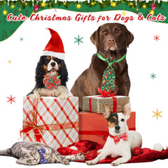 Hosuly Christmas dog bow collars with diverse patterns for festive photoshoots
