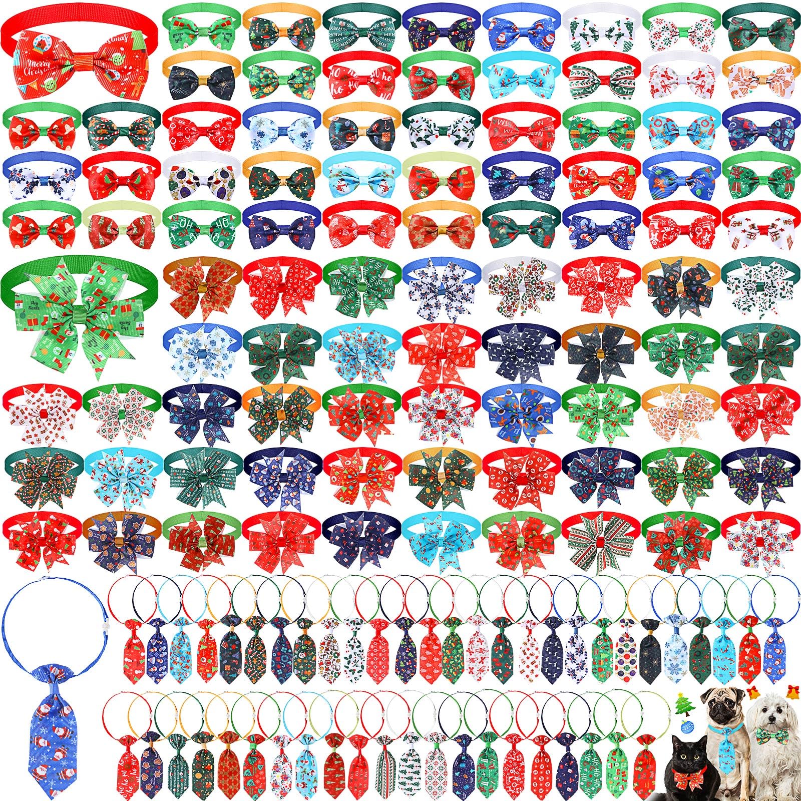 Hosuly 150-pcs Christmas bowknot collars packaging for gifting and storage