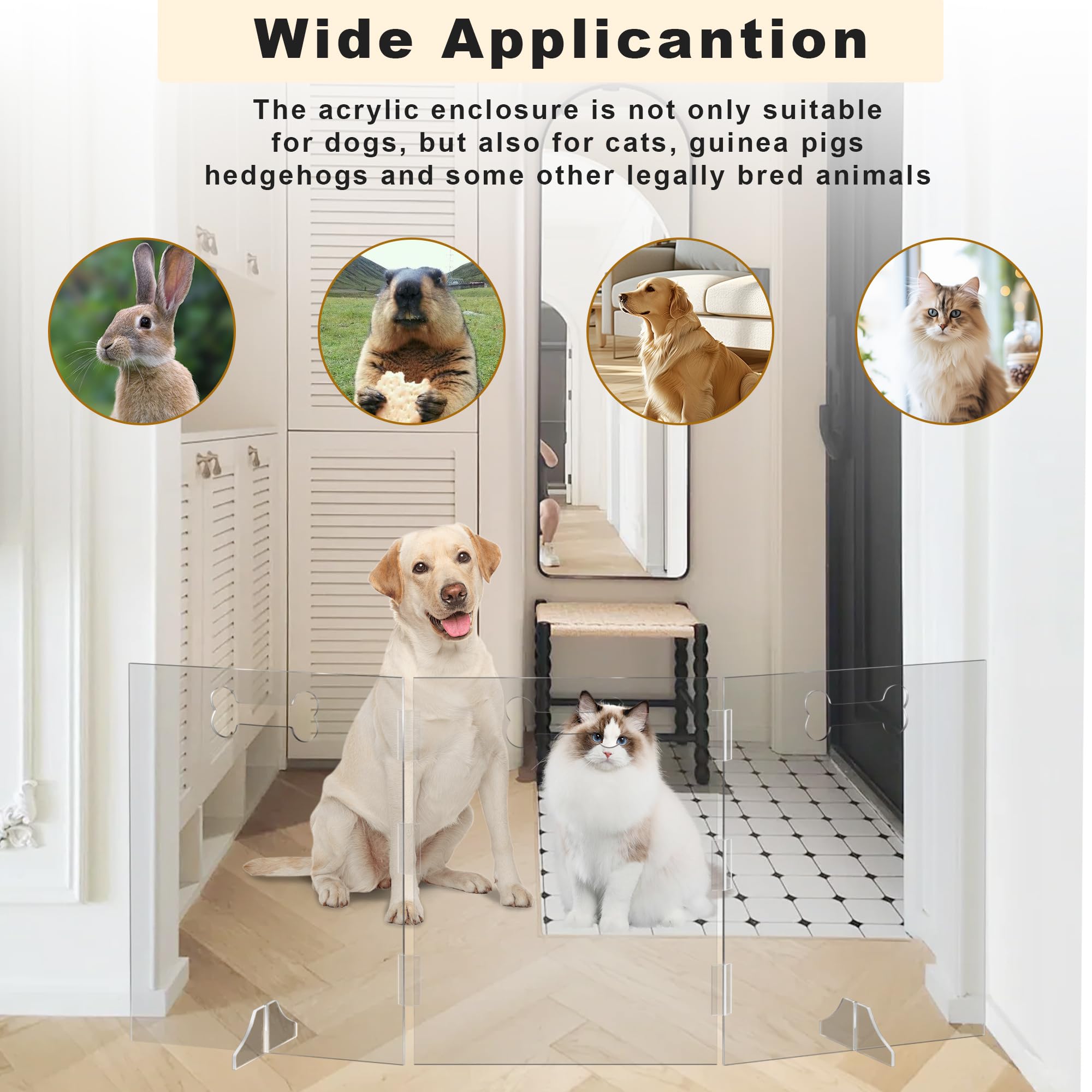HotSoul clear acrylic dog gate doorway barrier keeps pets safe near stairs.