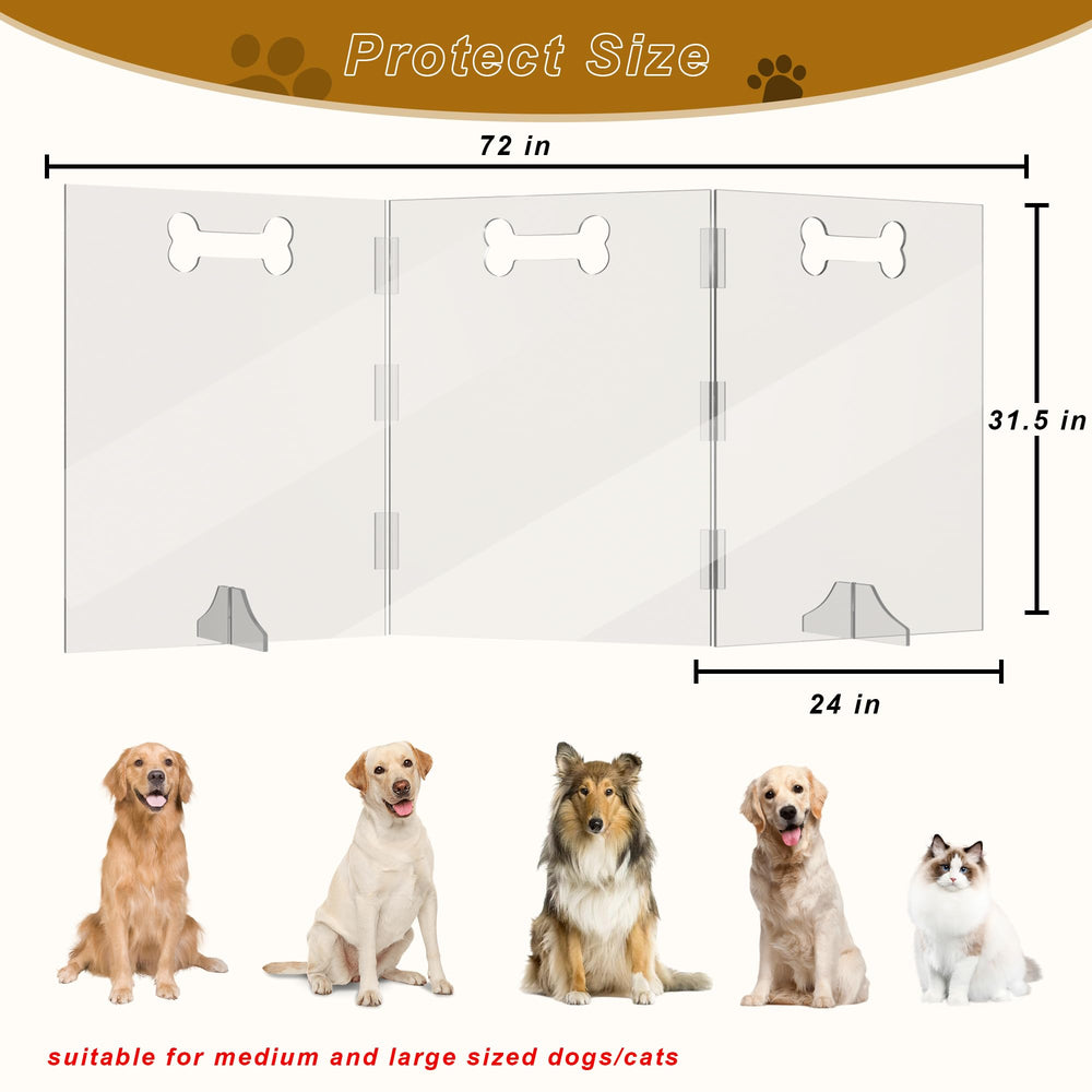 HotSoul clear acrylic dog gate folded storage mode for compact spaces.
