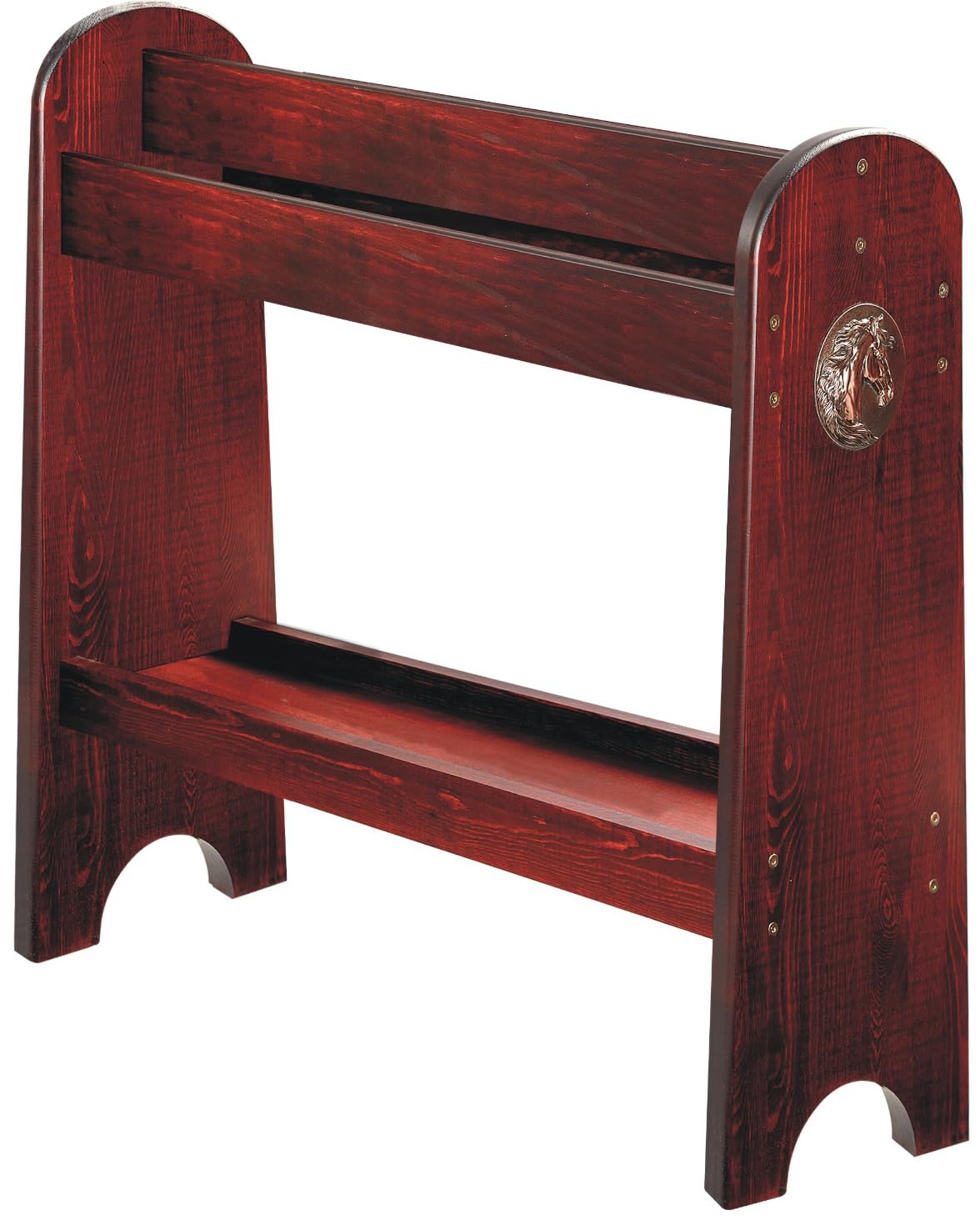 HOTCAN saddle rack front view highlights natural pine grain for sturdy display