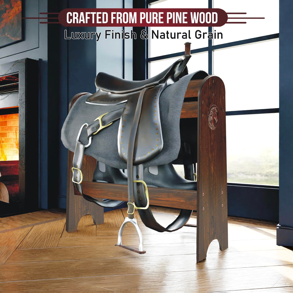 HOTCAN Saddle Rack shelf detail displays integrated storage for boots and brushes
