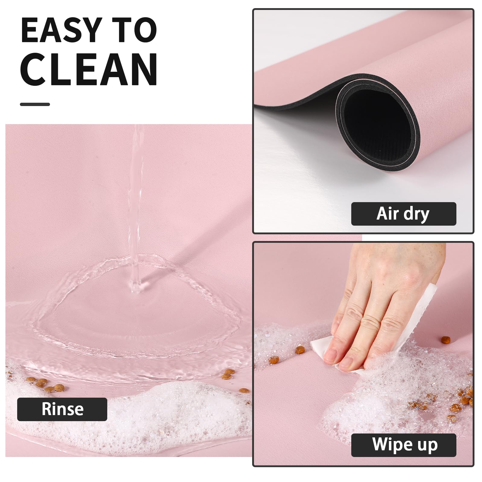 HotLive dog food mat anti-slip rubber backing keeps mat in place during meals