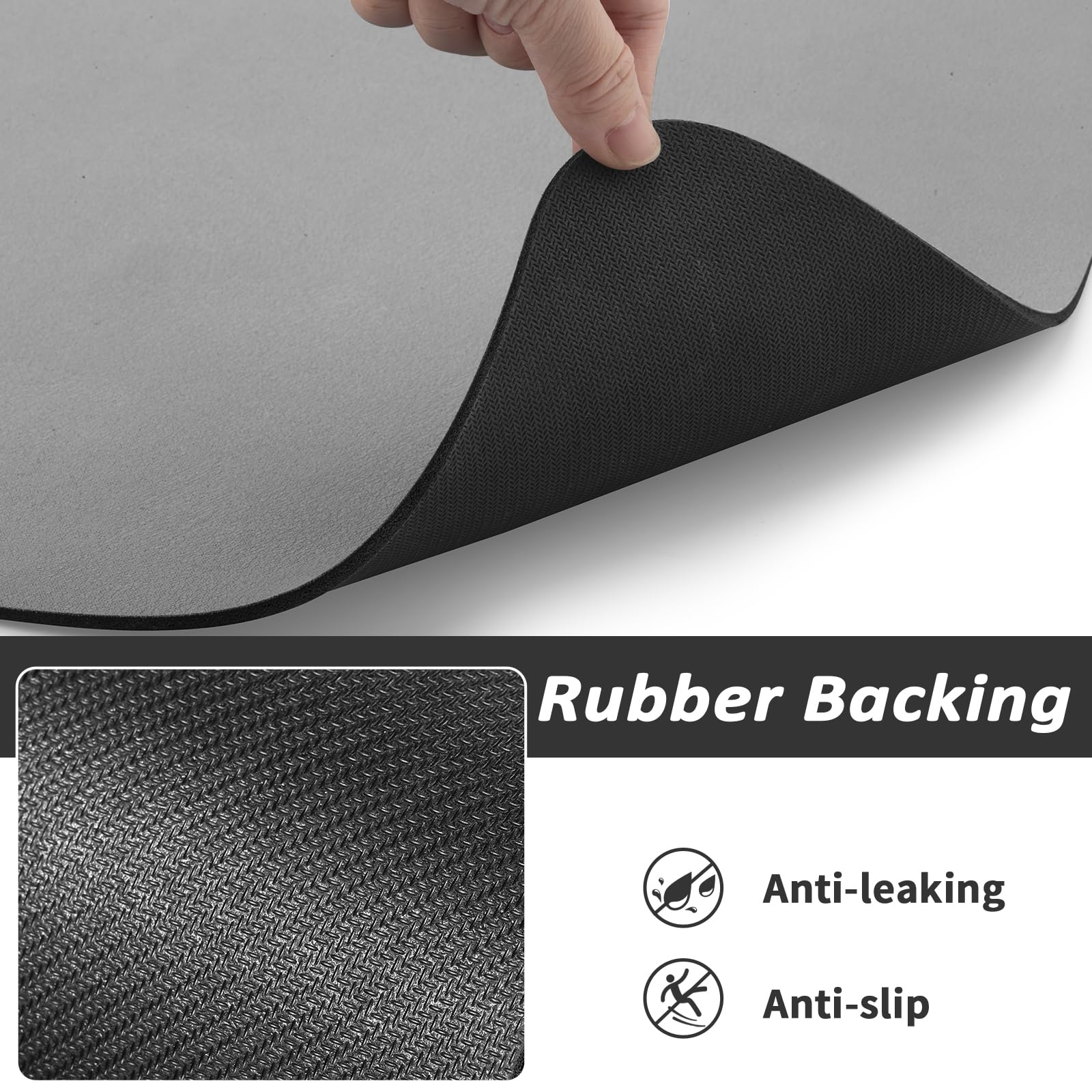 HotLive dog food mat paw grey anti-slip backing keeps bowls stable.