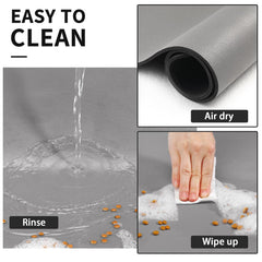 HotLive dog food mat paw grey 18x28 two bowls area.