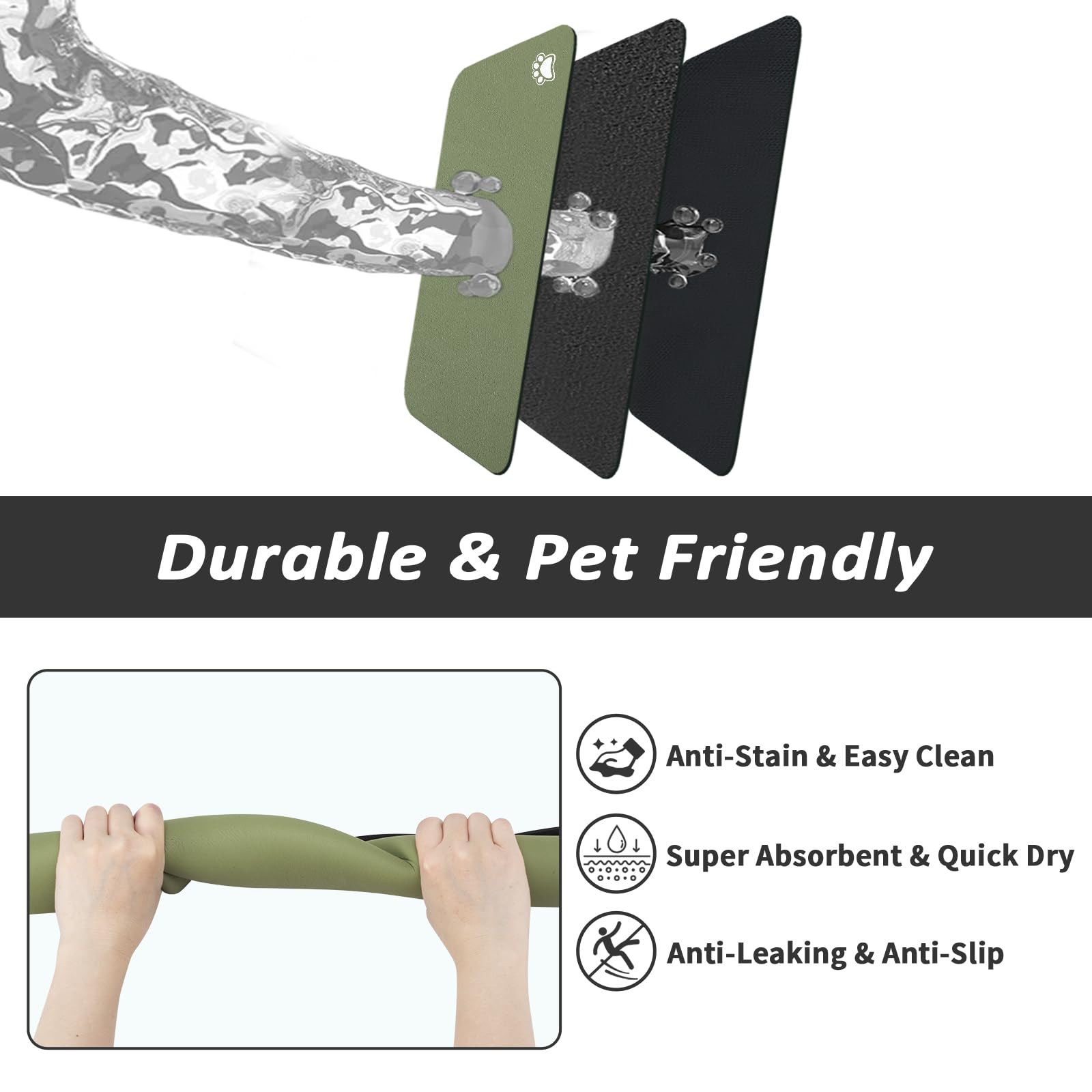 HotLive dual-bowl pet mat ideal under automatic or raised feeders.