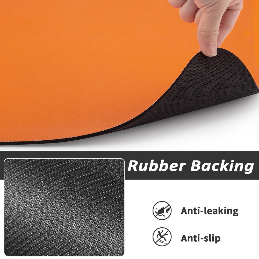 HotLive durable mat under automatic feeder protects floors from drips and leaks.