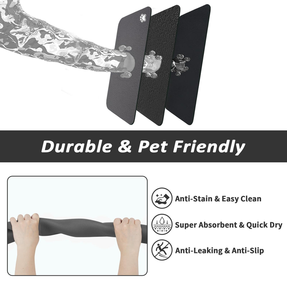 HotLive paw-dark-grey mat 18x28 blends with decor while catching spills.