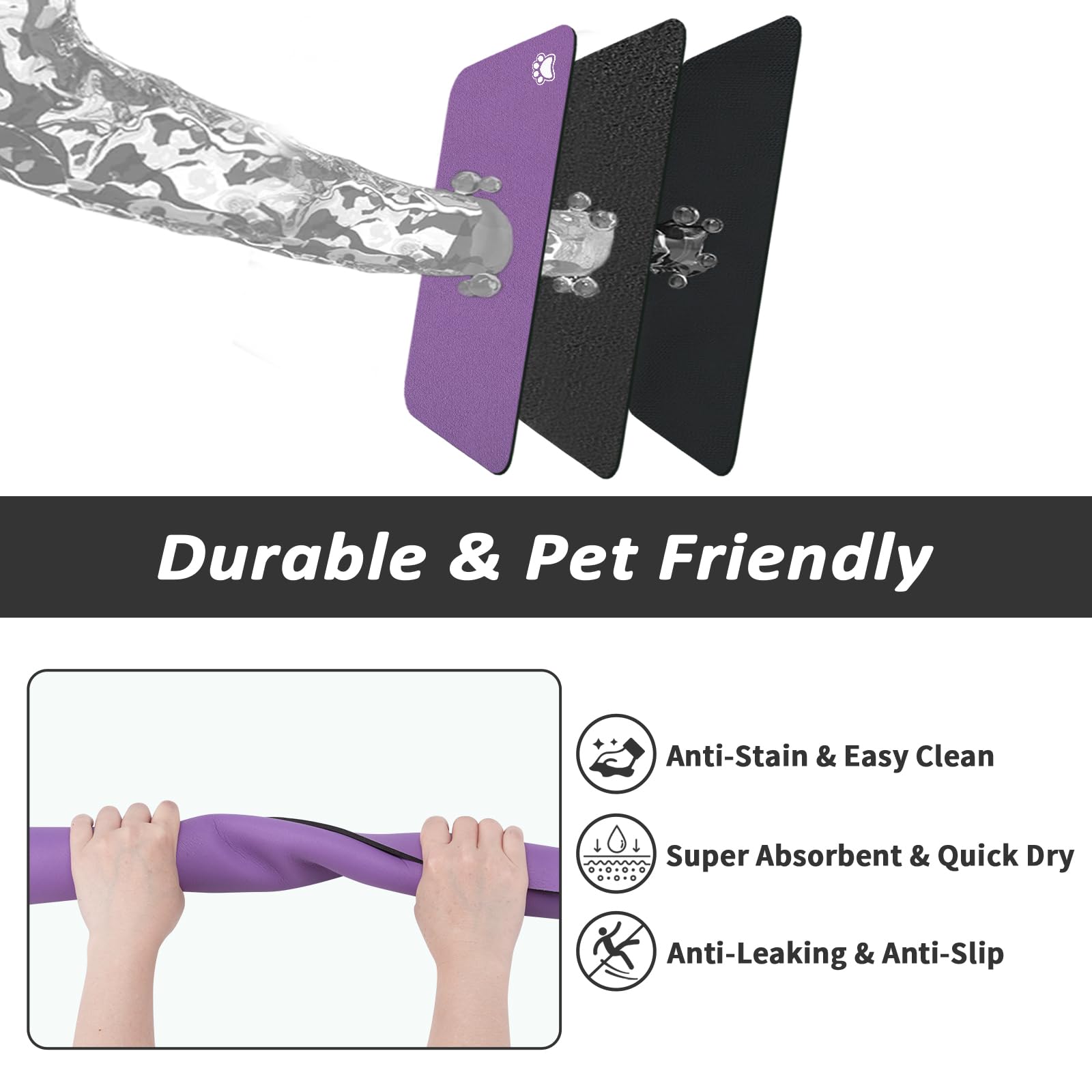 HotLive Paw Purple quick-dry surface dries fast after washing.