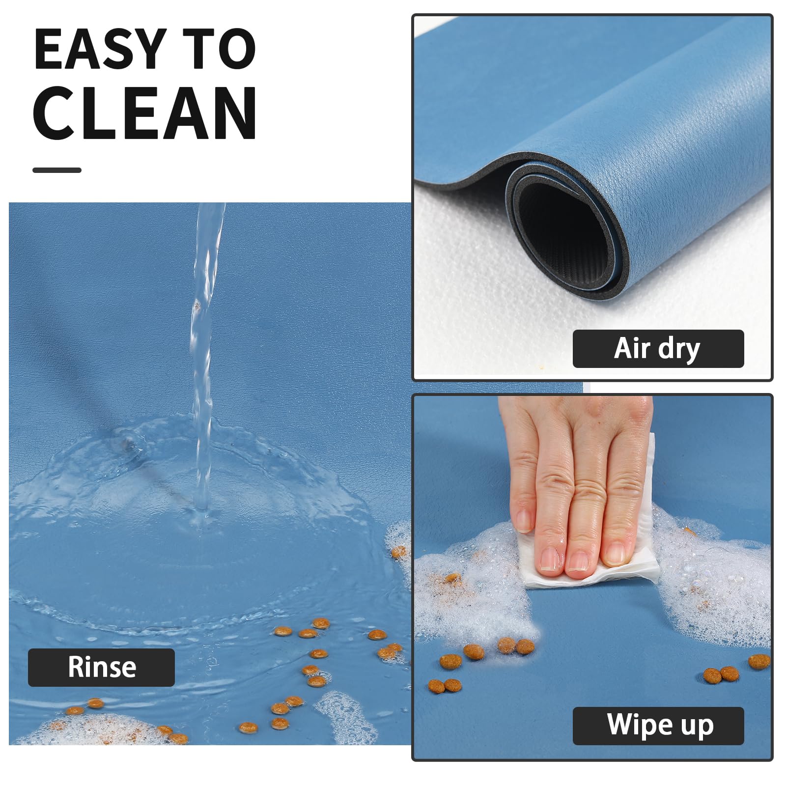 HotLive pet feeding mat anti-slip blue stays in place during meals.