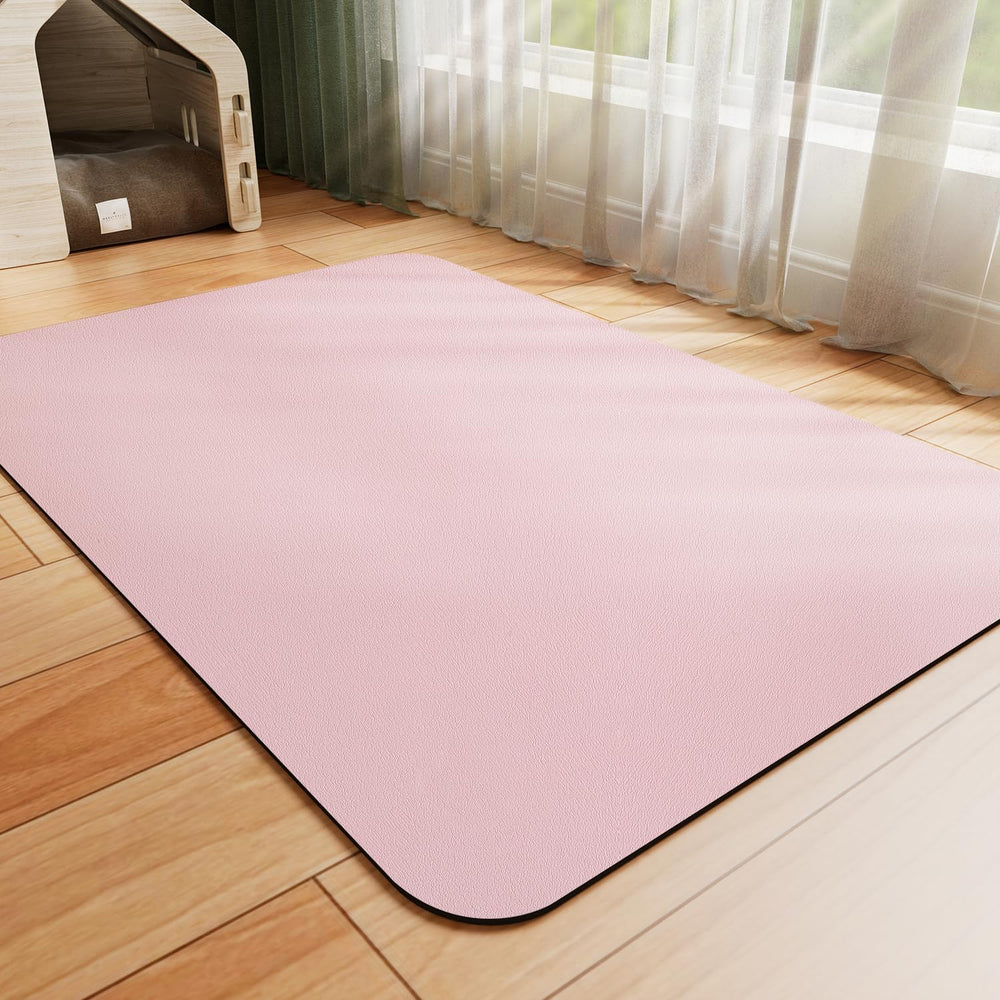 HotLive pink dog food mat absorbs spills for cleaner floors.