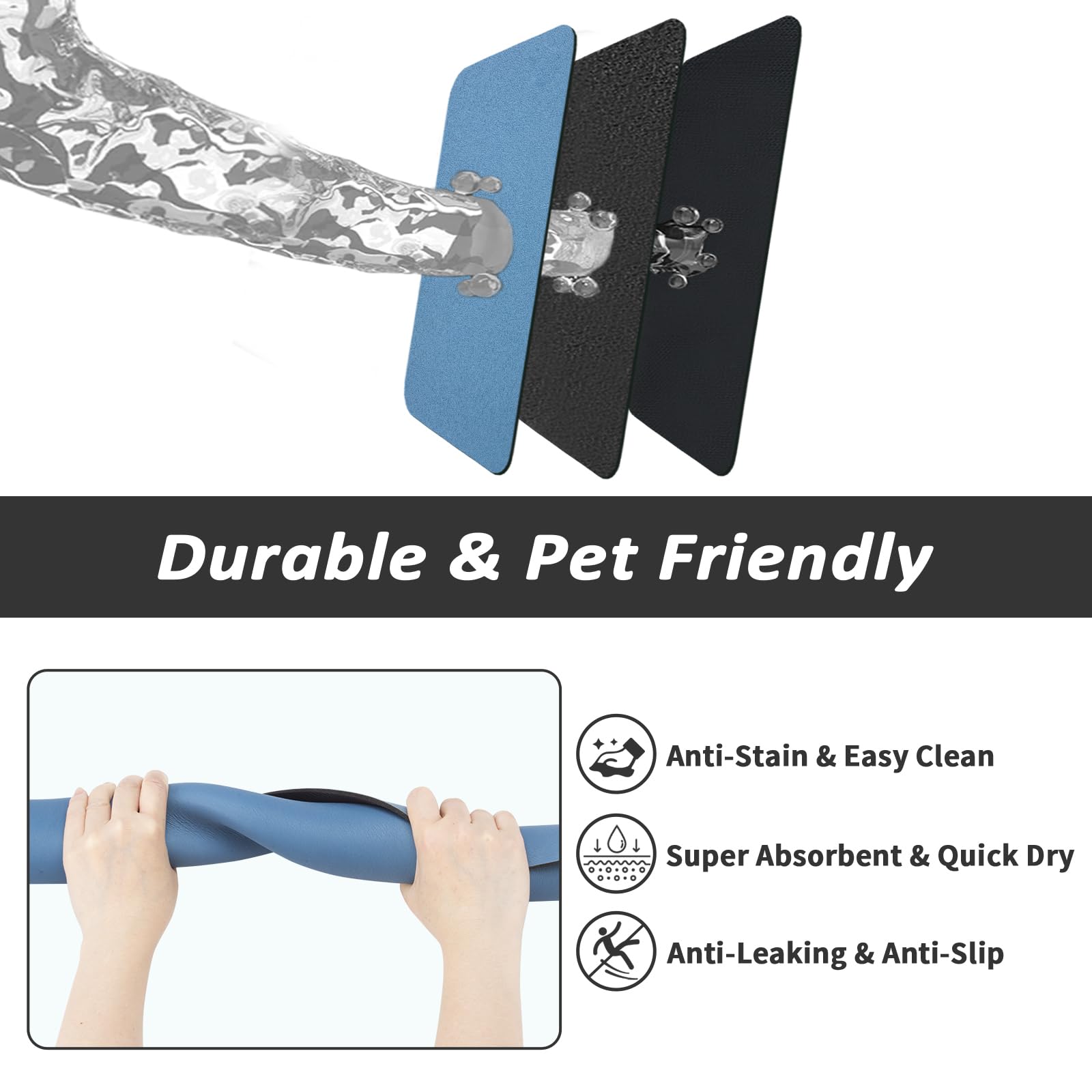 HotLive under-bowls mat blue helps create a tidy feeding area.