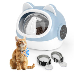 HotSoul RFID smart pet feeder front view showing compact design for small spaces and organized feeding.