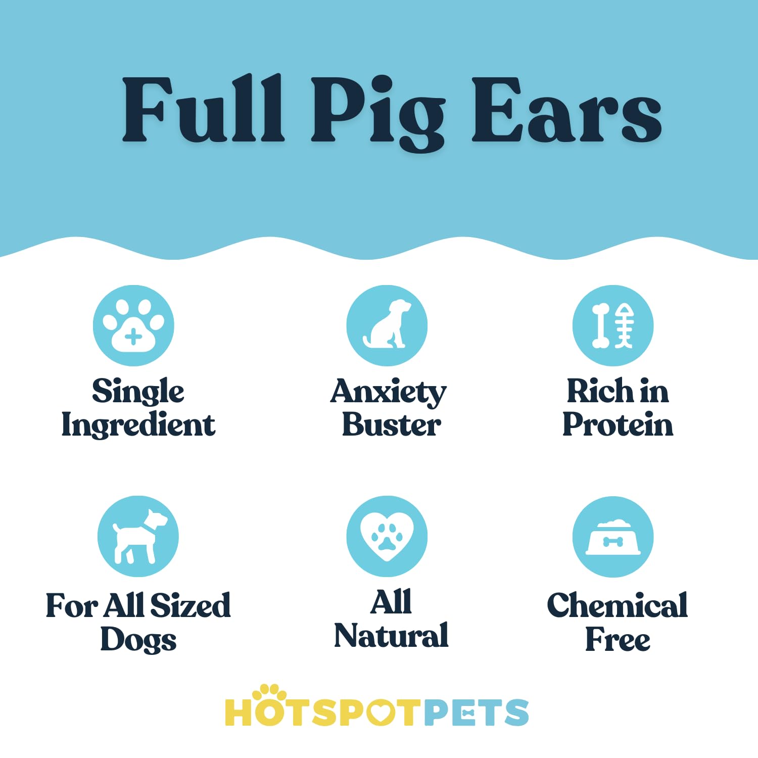 Hotspot Pets all-natural pig ears—single-ingredient, easy-to-digest snack.