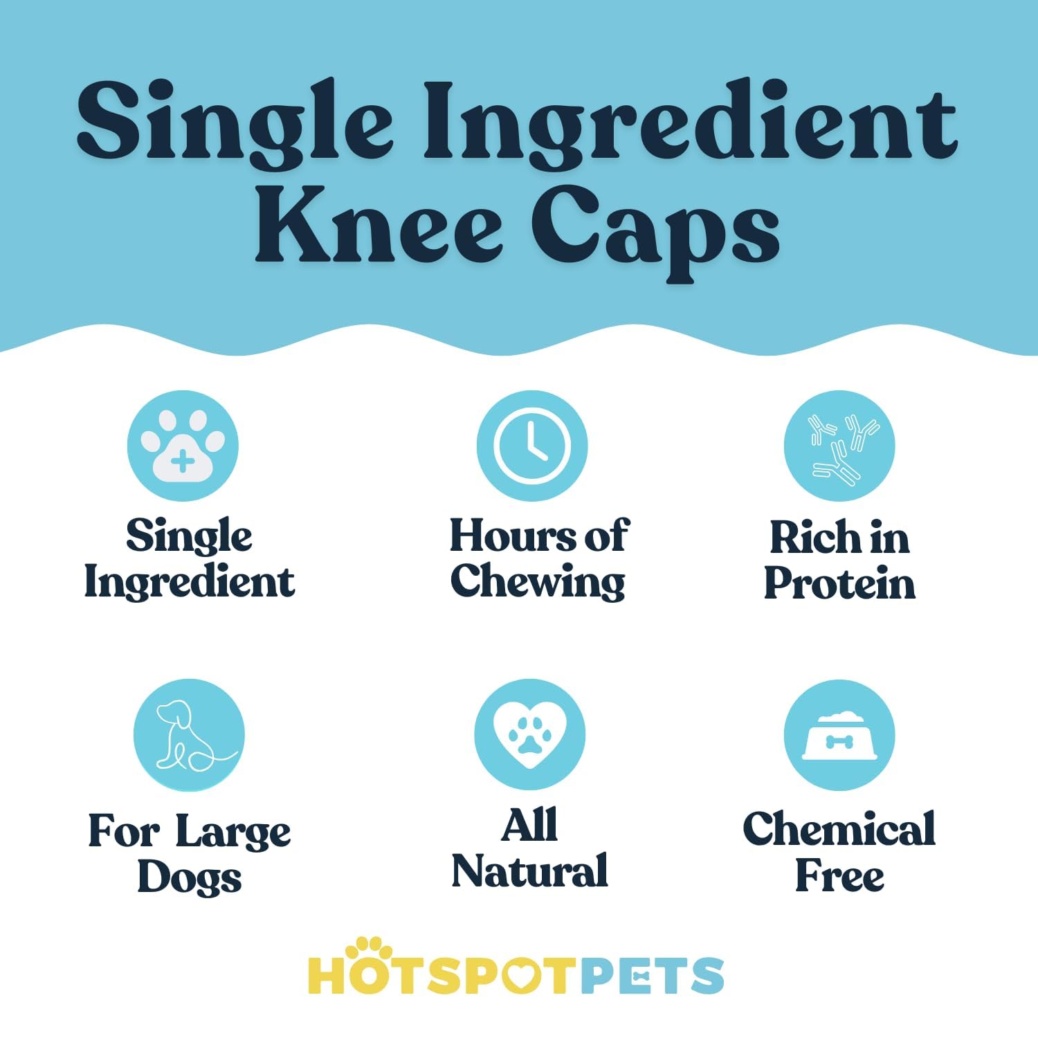 Hotspot Pets beef knee caps packaging, American-made treat with no artificial ingredients.