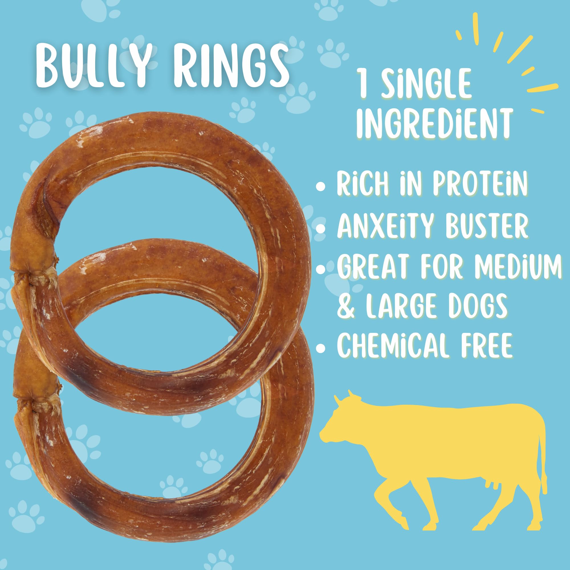Hotspot Pets bully stick rings 4-inch close-up texture highlights natural beef pizzle chew