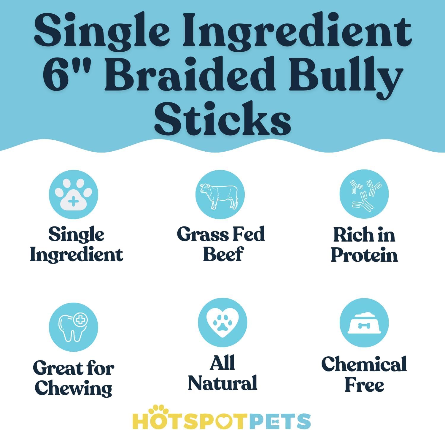 Hotspot Pets bully sticks 6inch twisted closeup highlights sturdy texture