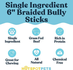 Hotspot Pets bully sticks 6inch twisted closeup highlights sturdy texture