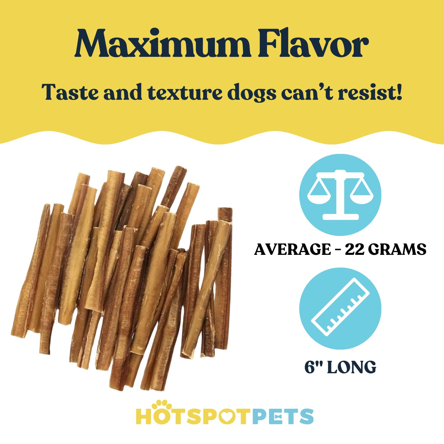 Hotspot Pets Bully Sticks dental-benefits image shows dental-friendly chewing and jaw exercise.