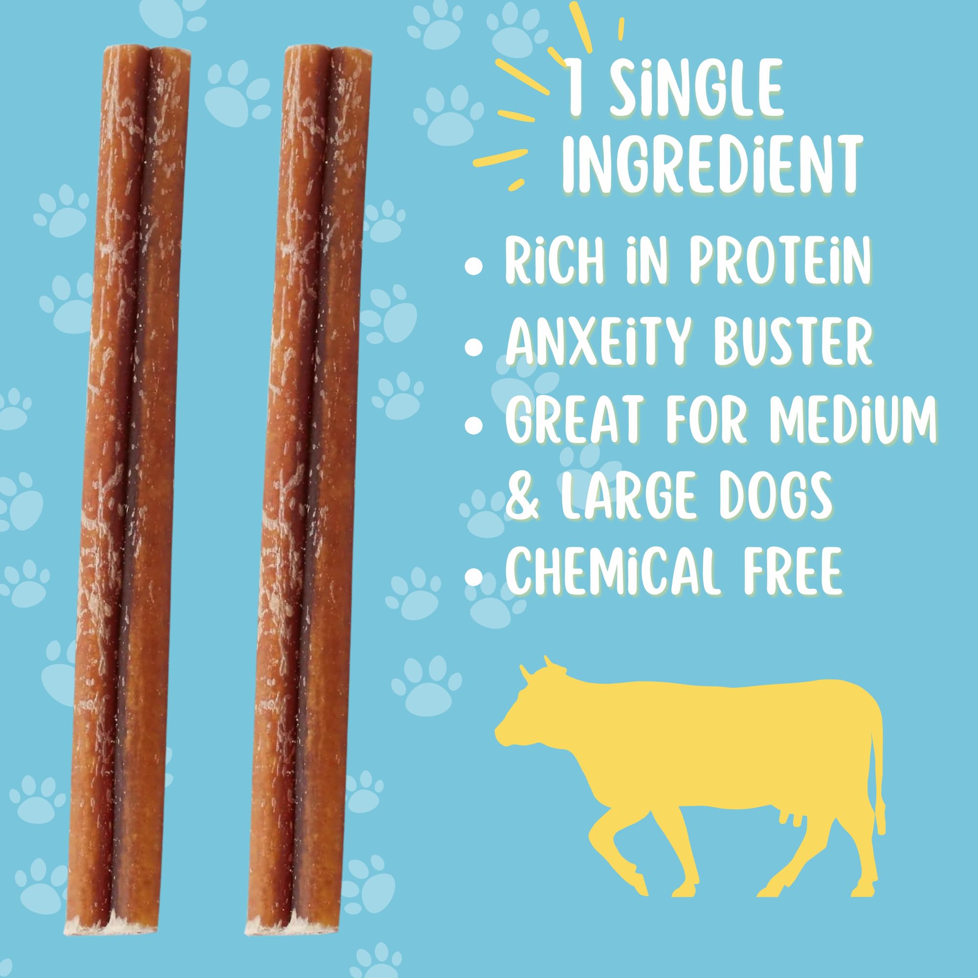 Hotspot Pets Bully Sticks medium-dog-size image illustrates 6-inch chews suited for medium dogs.