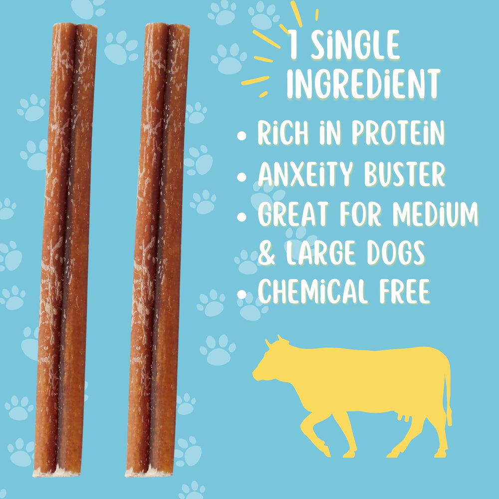 Hotspot Pets Bully Sticks medium-dog-size image illustrates 6-inch chews suited for medium dogs.