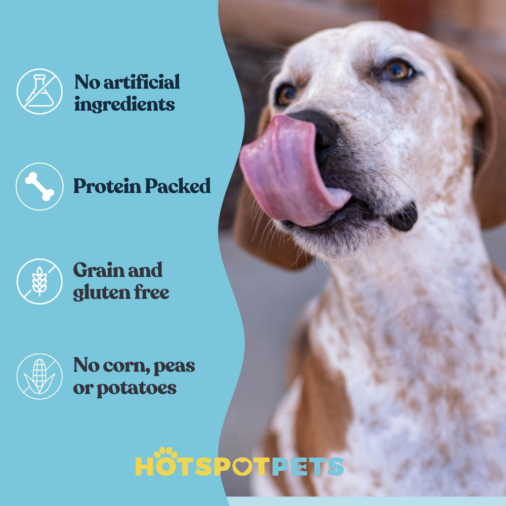 Hotspot Pets Bully Sticks one-ingredient image highlights single-ingredient beef muscle for simple nutrition.
