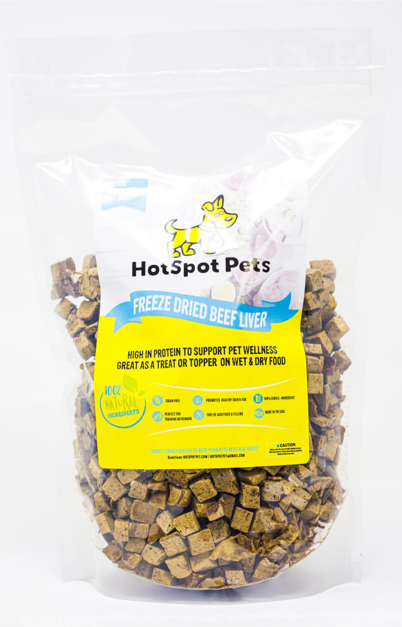 Hotspot Pets single-ingredient beef liver treats ideal for simple snacks.