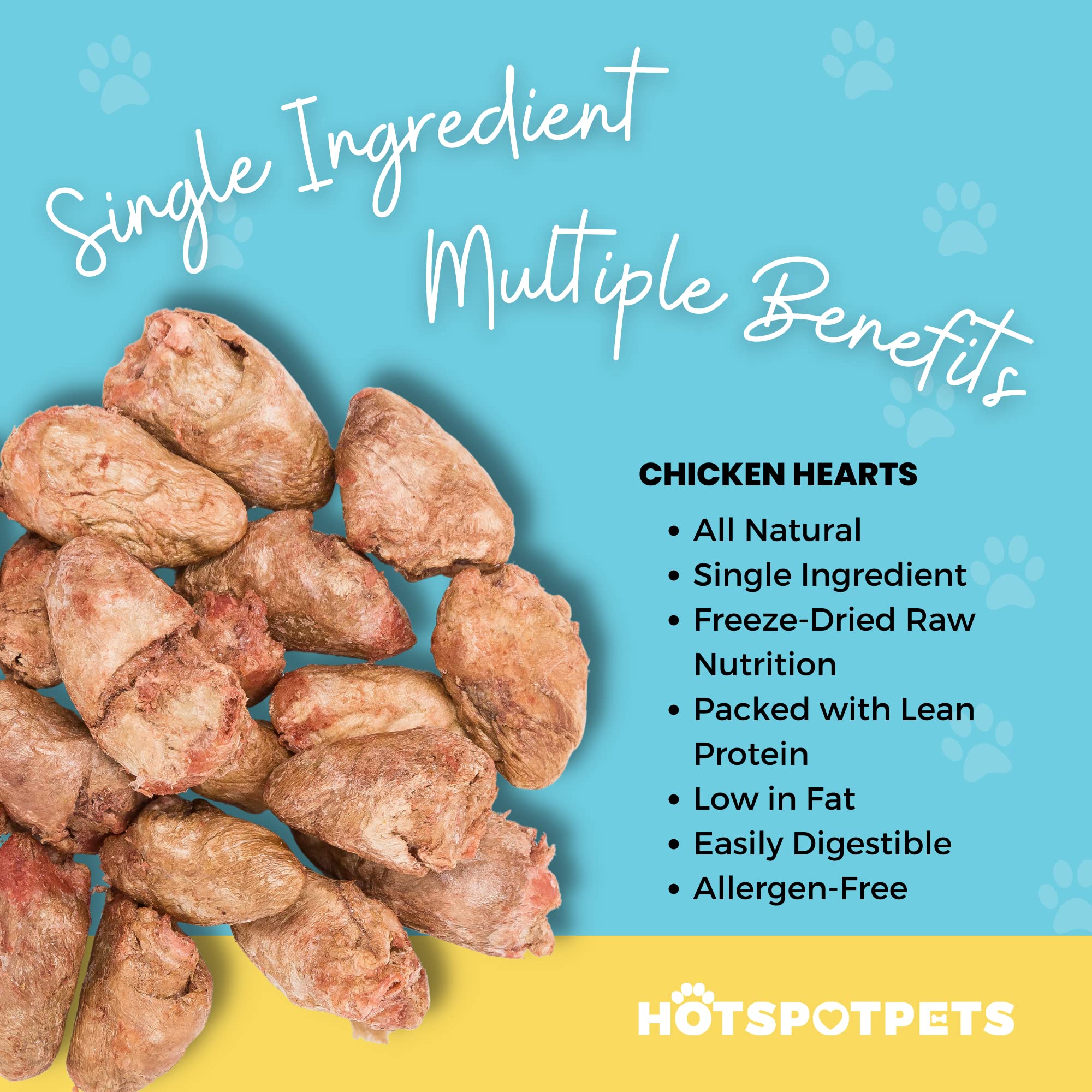 Hotspot Pets chicken hearts in a bowl as a grain-free topper option.