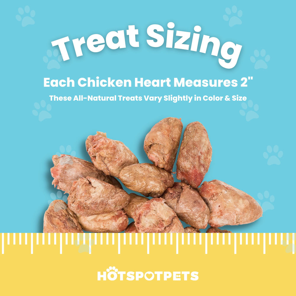 Hotspot Pets resealable bag keeps freeze-dried chicken hearts fresh.