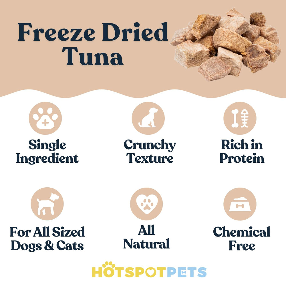 Hotspot Pets freeze dried tuna treats closeup highlights protein rich reward for training
