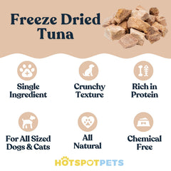 Hotspot Pets freeze dried tuna treats closeup highlights protein rich reward for training