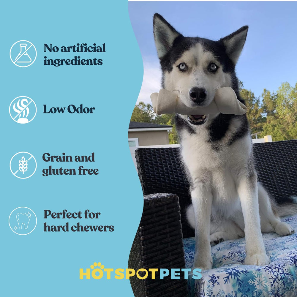 Hotspot Pets rawhide from grass-fed Brazilian cattle image highlighting natural, low-fat option