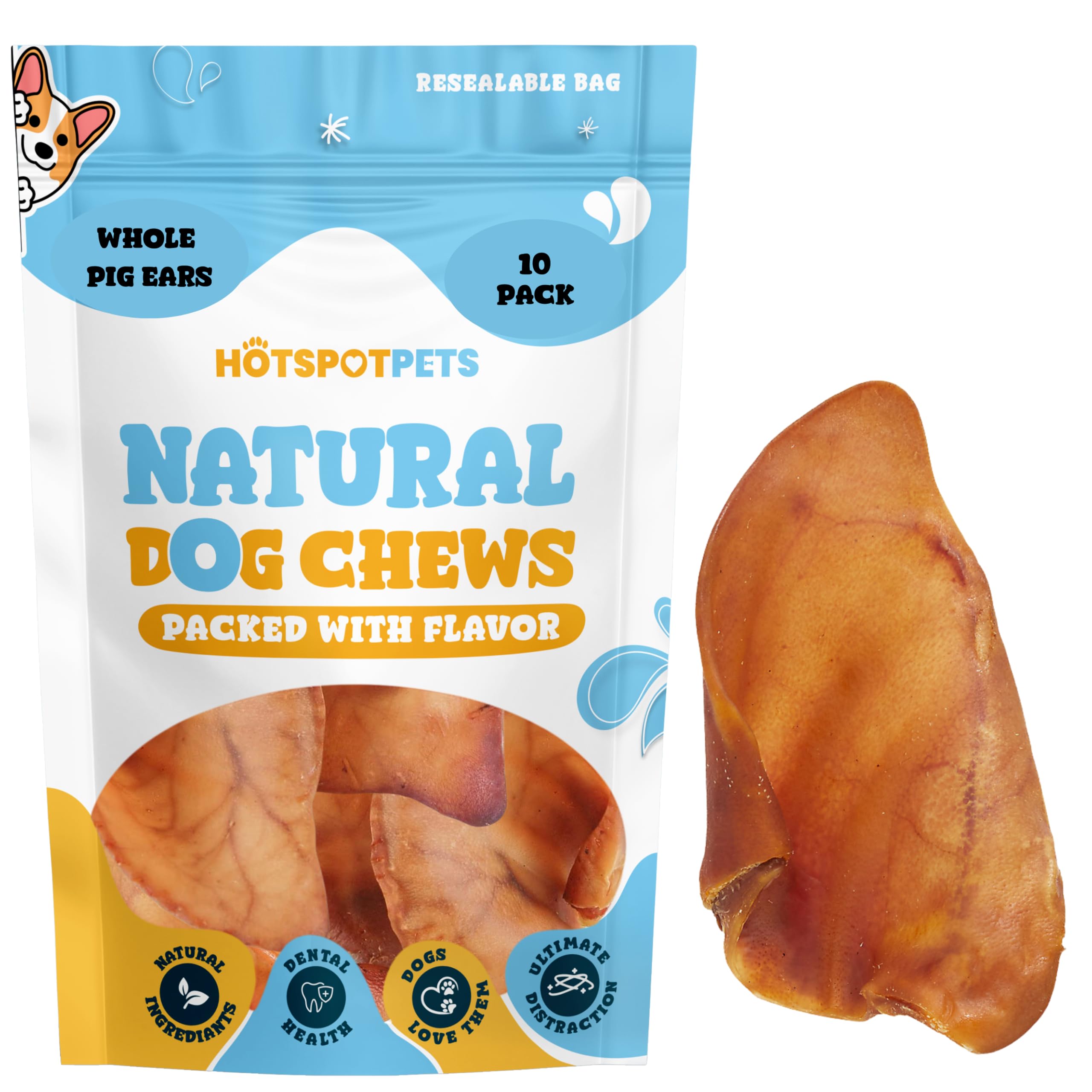 Hotspot Pets pig ears for small and large dogs—versatile treat option.