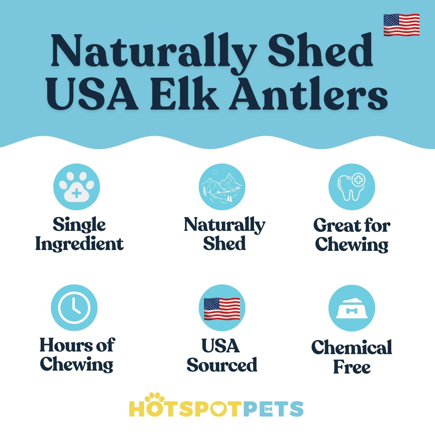 Hotspot Pets premium split elk antlers 4pack center marrow—natural calcium source for dogs