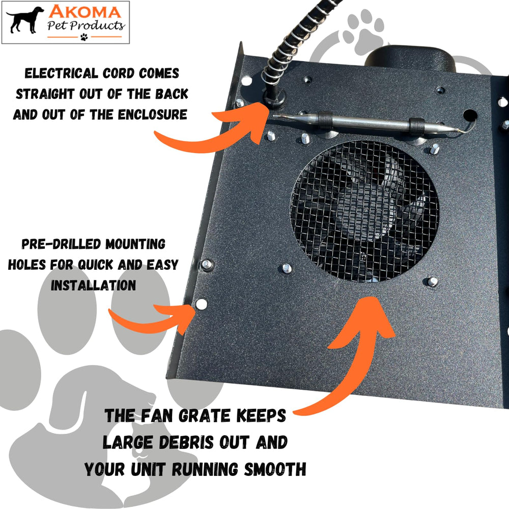 Hound Heater easy-install with mounting bracket for igloo-style houses.