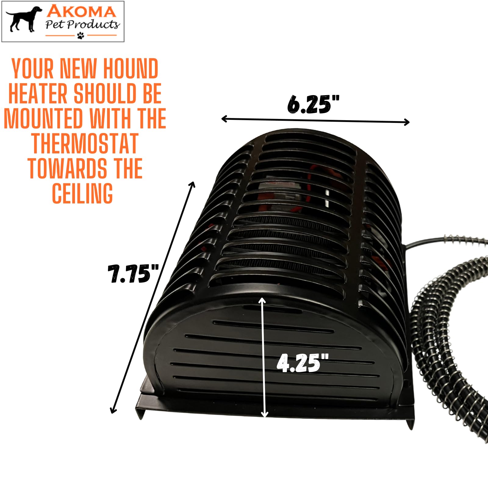 Hound Heater safe cord and heat shield protect wires during use.
