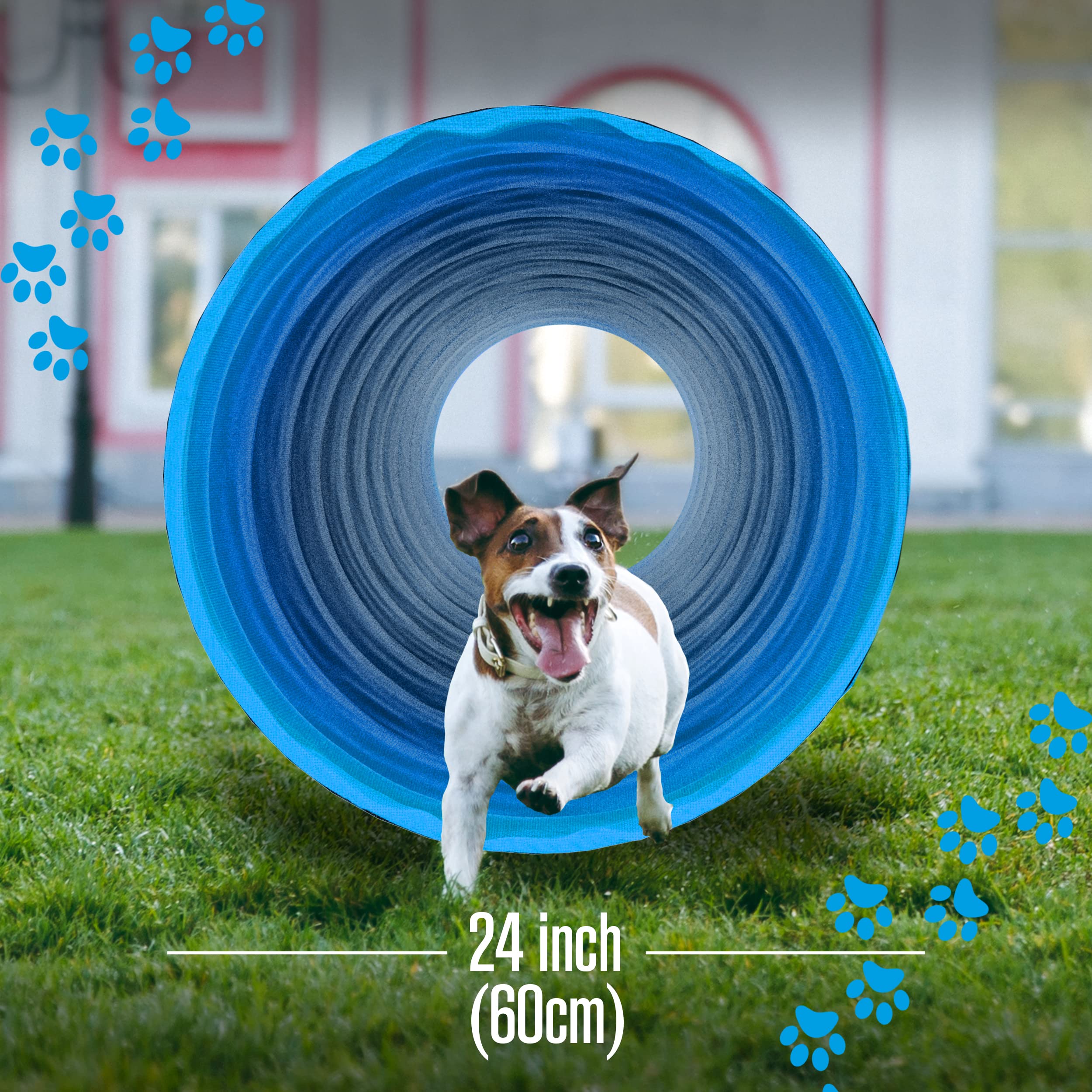 Houseables dog tunnel anti-rust stakes secure setup on grass